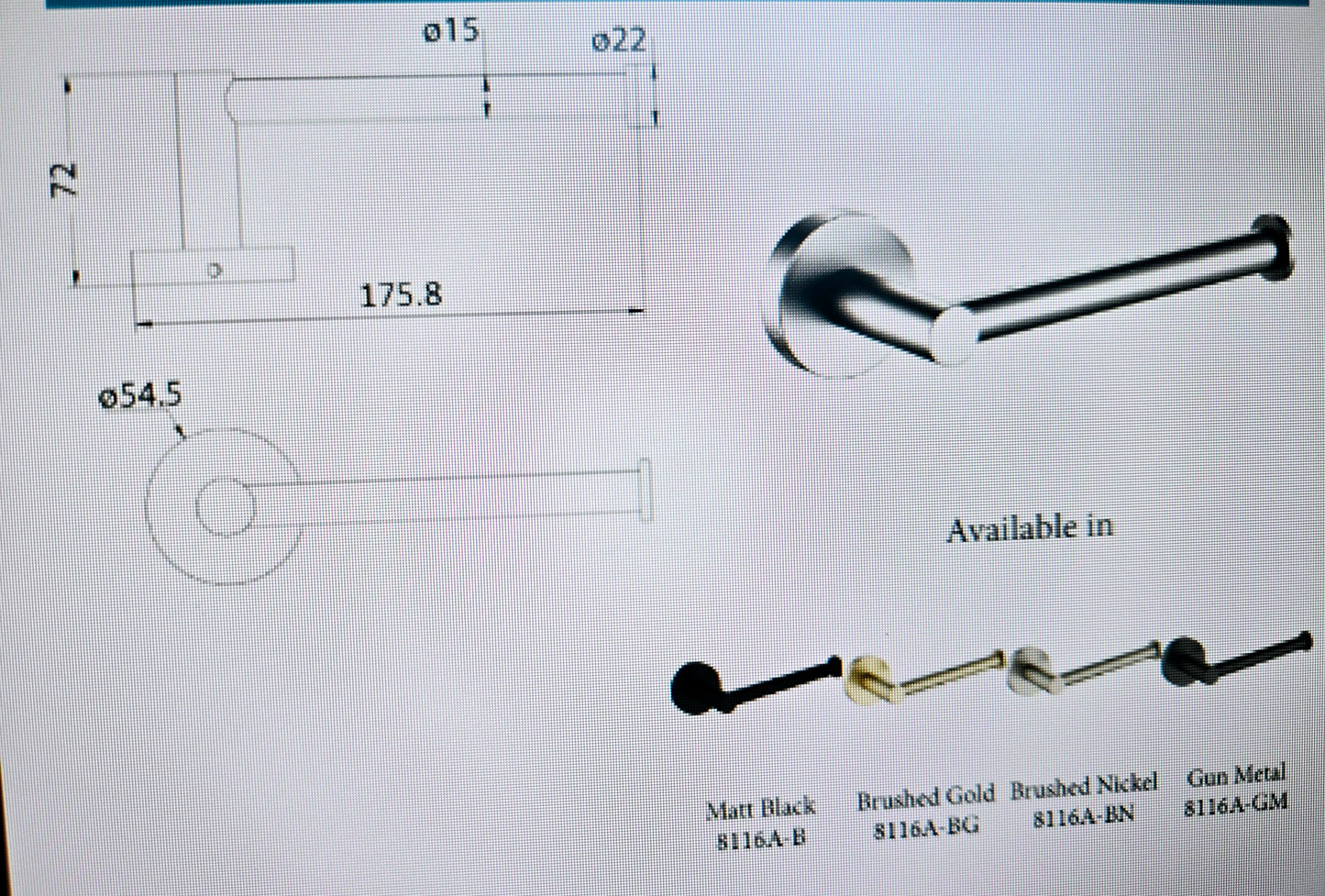 Otus Toilet Roll Holder Matt Black - 8116A-B-WHB