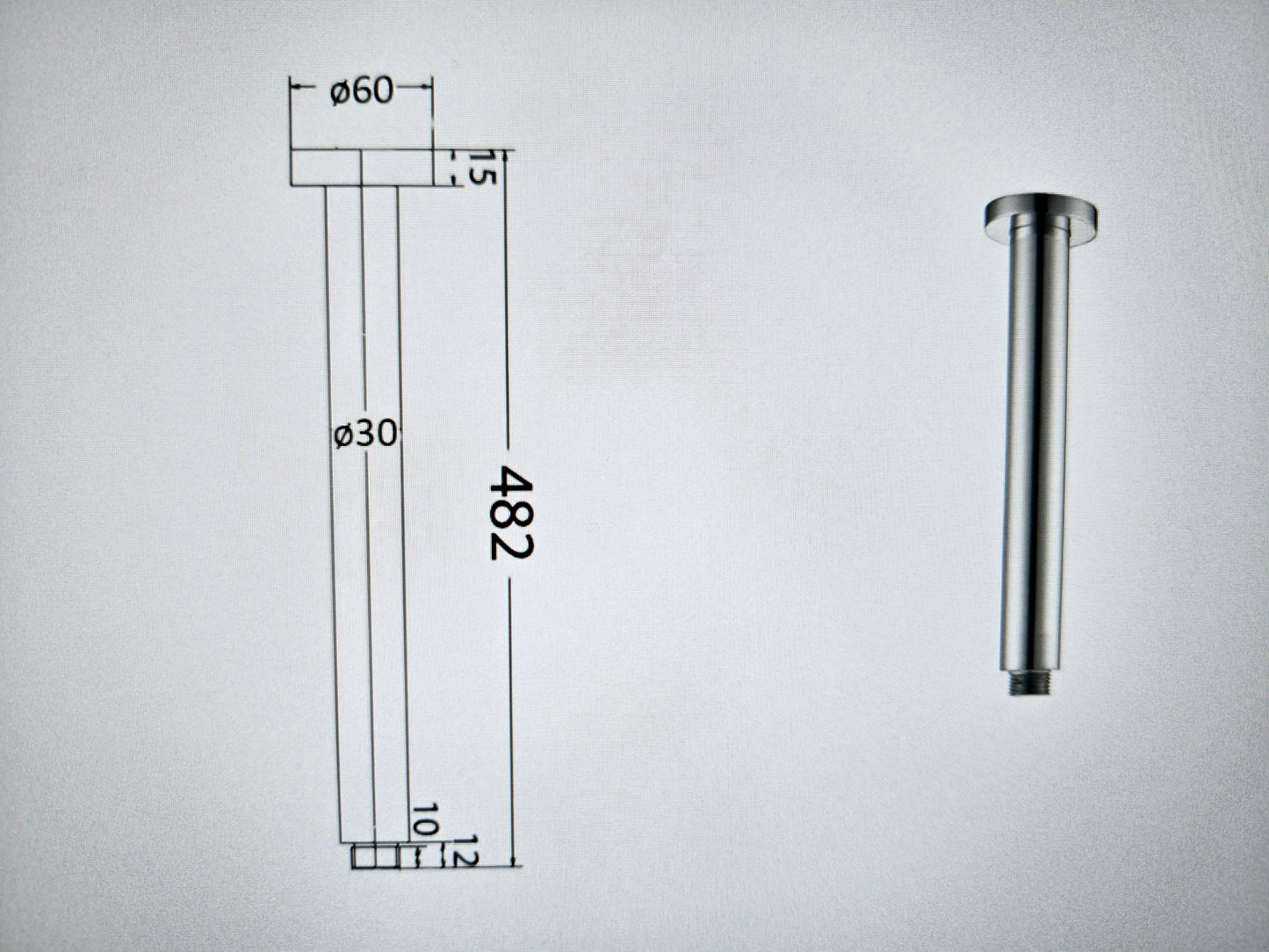 Shower Arm Black - PRY001A-B