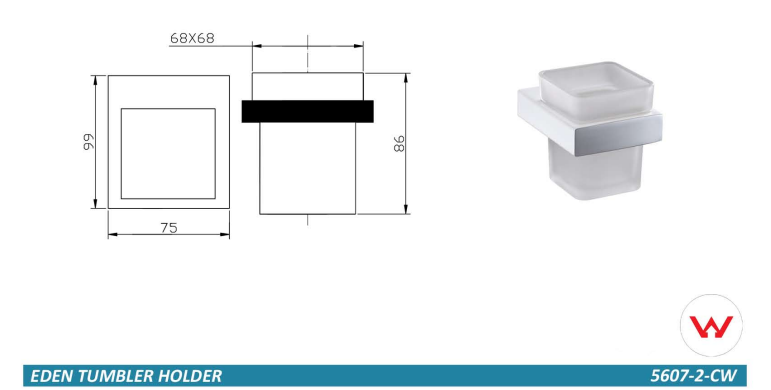 Eden Tumbler Holder Single Chrome / White - 5607-2-CW