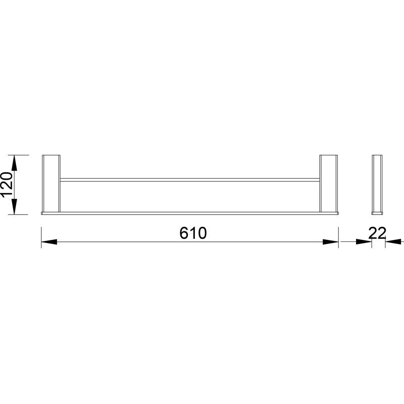 Aiko Square Double Towel Rail 610 mm -7102-610