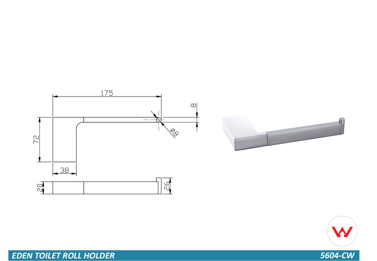 Eden Toilet Roll Holder Chrome / White - 5604-CW