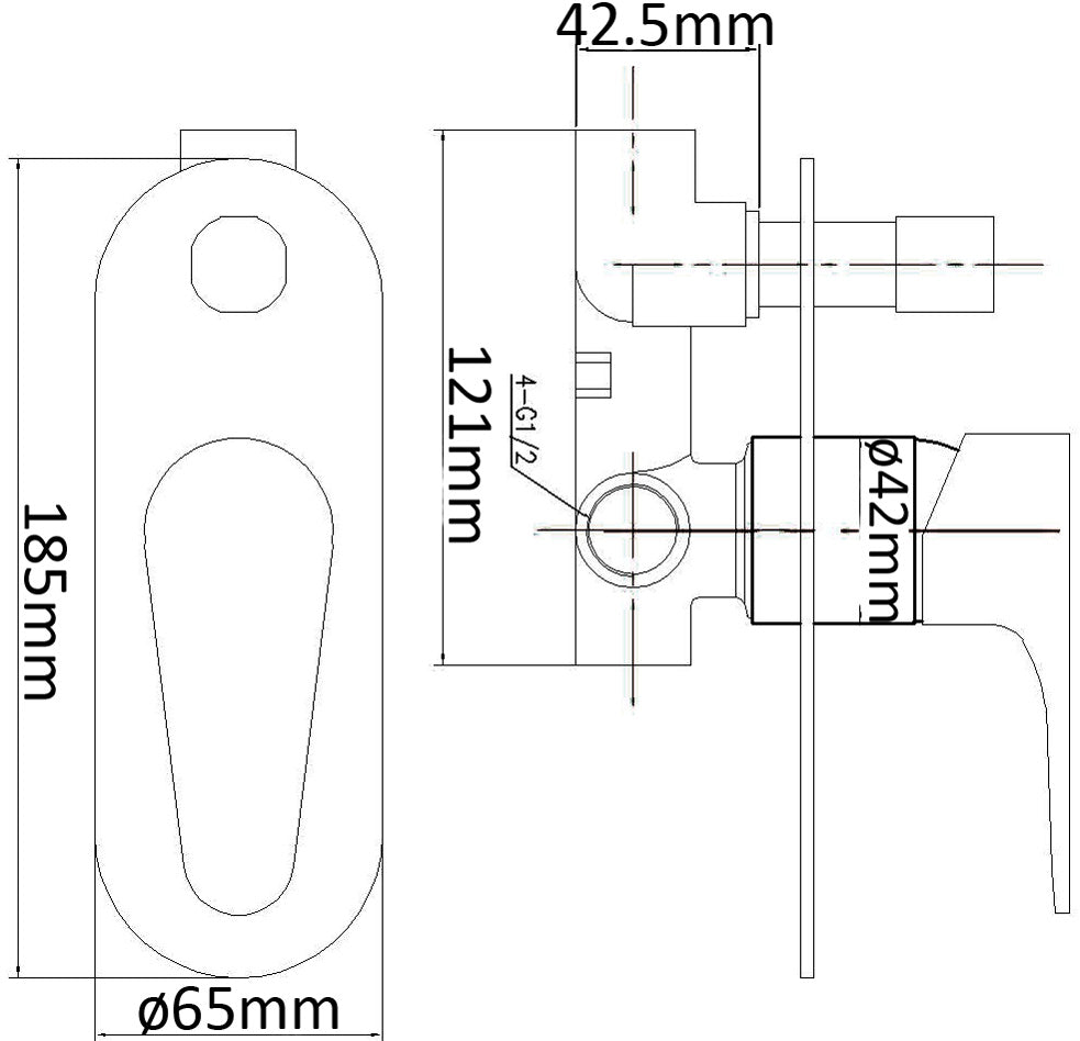 Lava Oval Handle Wall Mixer With Diverter -PH3002SB