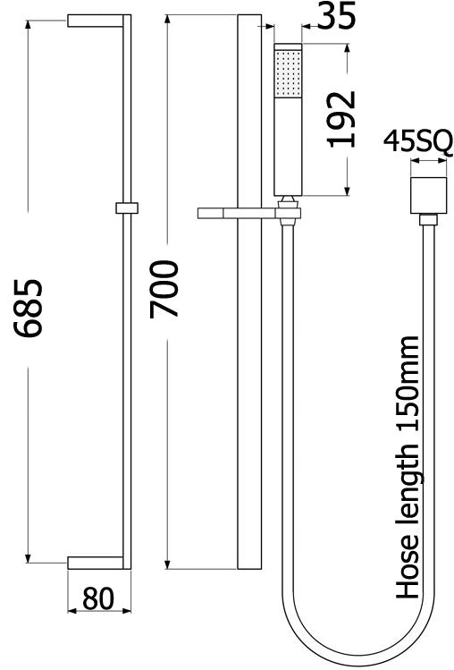 Eden Rectangle Brass Shower Set -PRB02