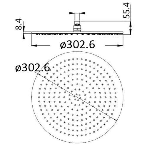 Cora Round Brass Shower Head 300 mm - PRB1201-R