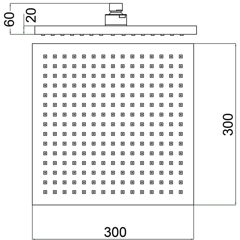 Rosa Square Plastic Overhead Shower Head 300 mm - PRP16002