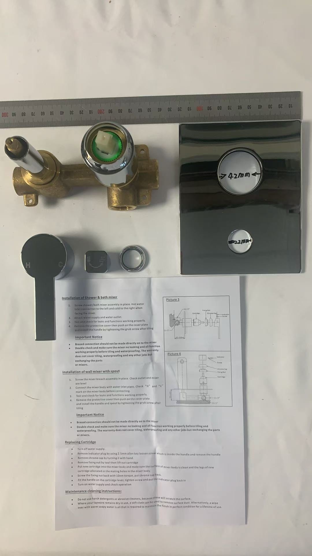 Neha Round Spoon Shaped Handle Wall Mixer with Diverter - PCS3002