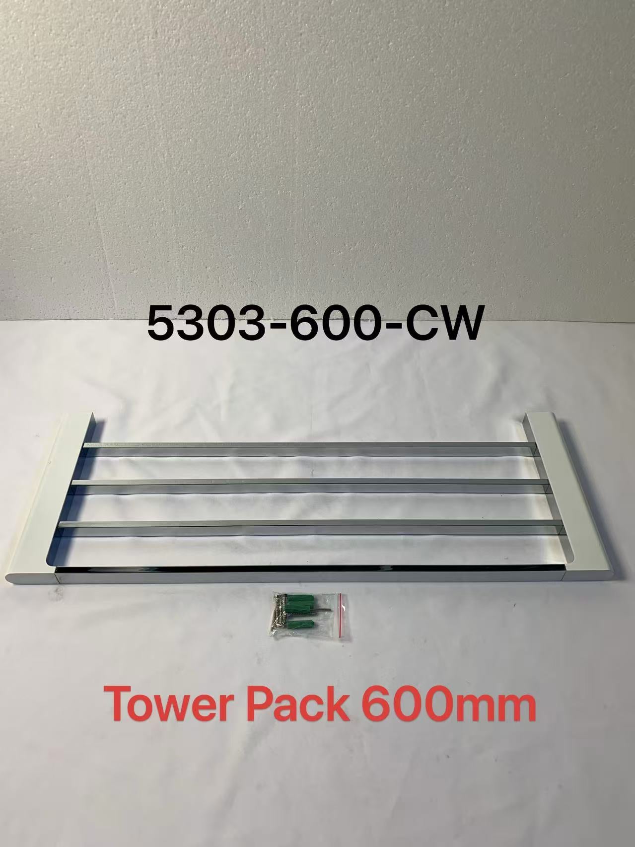 Cora Towel Rack Chrome / White 600 mm -5303-600-CW
