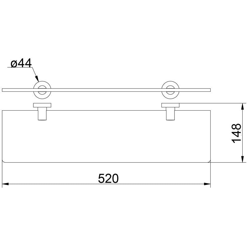 Ruby Round Glass Shelf 520mm Matt Black - 21803-B