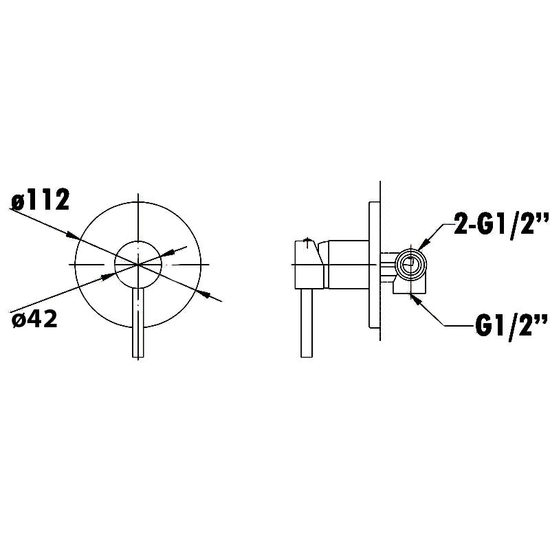 Otus Pin Handle Bath/Shower Mixer - 1617370 / PC3001SB