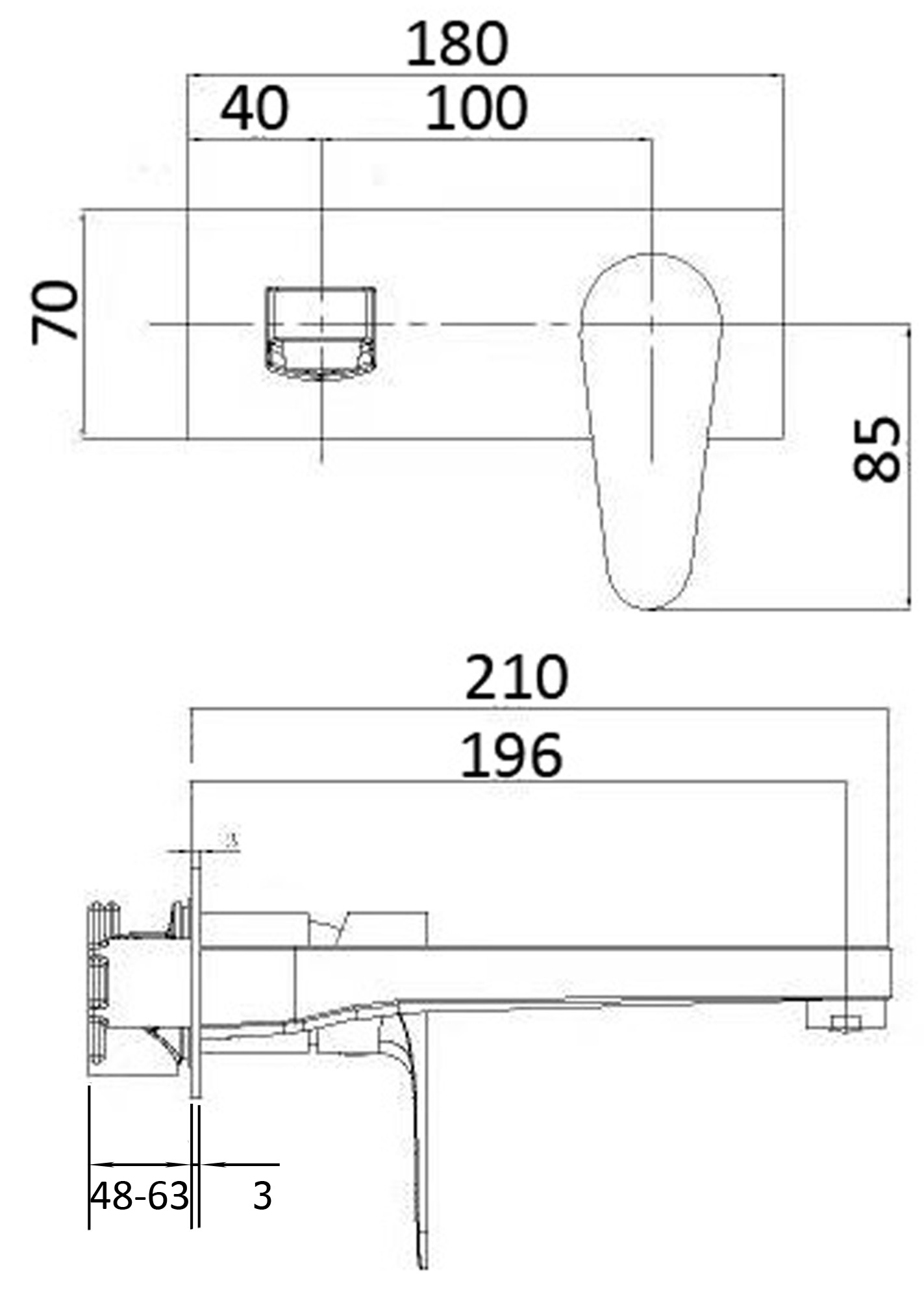 Lava Wall Basin Mixer - PH3003
